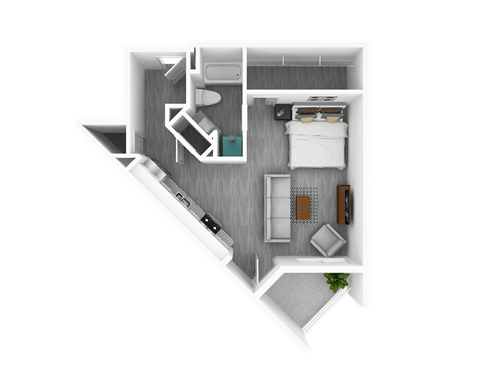 Studio, 698 sq ft, Walnut I Floorplan at The Whit in Indianapolis, IN 46204